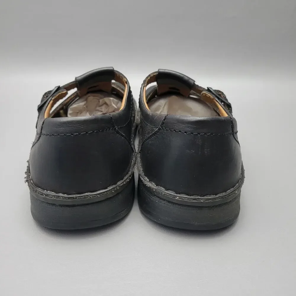 Birkenstock 42 Mens Closed Toe Fisherman Black Sandals Leather Size 9 US